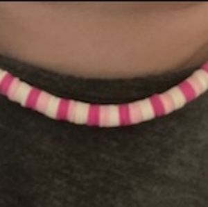 Pink, fuschia, and white beaded necklace